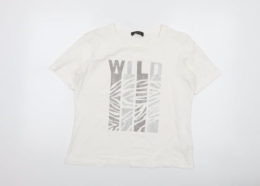 Icona Womens White Rhinestone 'Wild' T-Shirt Size 16