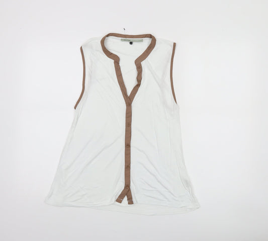 River Island Womens White Sleeveless Button Blouse Size 8