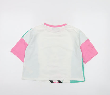 Close-up detail of Disney at Primark girls’ multicoloured mickey mouse cropped t-shirt 10-11 years