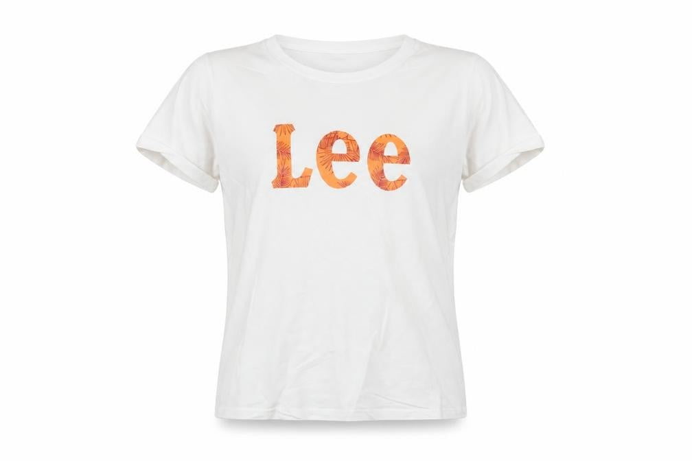 Lee Women's White Slim Fit Crew Neck Cotton T-Shirt M