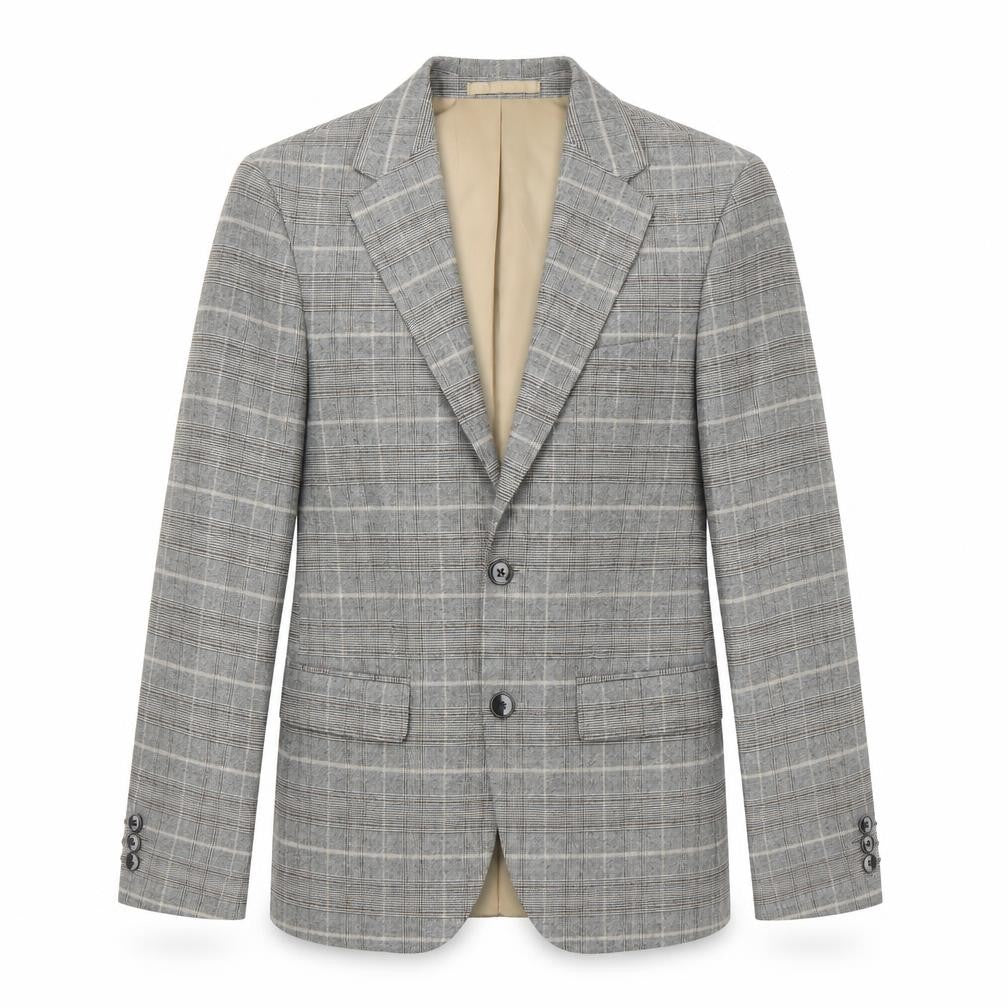 Moss London Grey Check Wool Blend Single Breasted Blazer UK 36S Women's