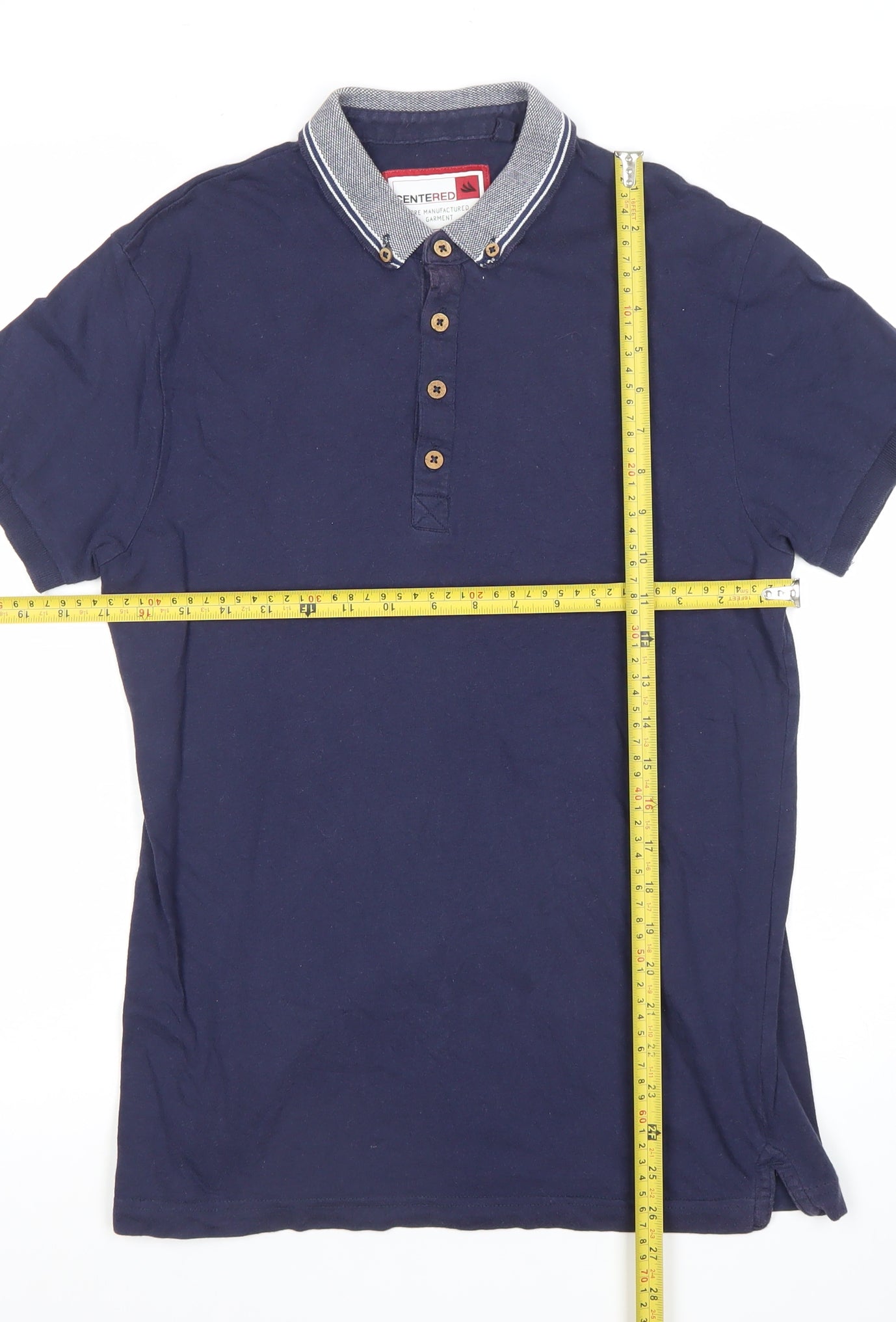 CENTERED Men's Blue Cotton Short Sleeve Polo Shirt Size S