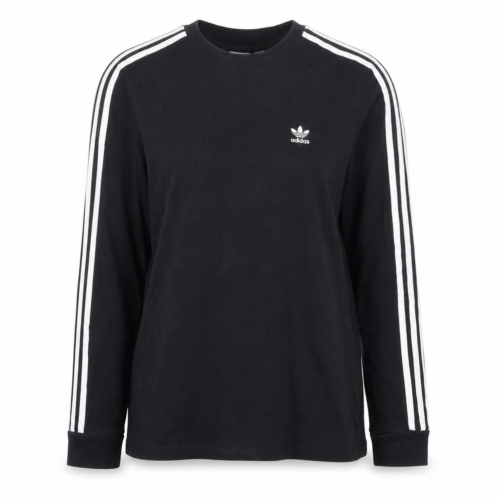 Adidas Womens Black Long Sleeve Striped Jersey T-Shirt UK 12