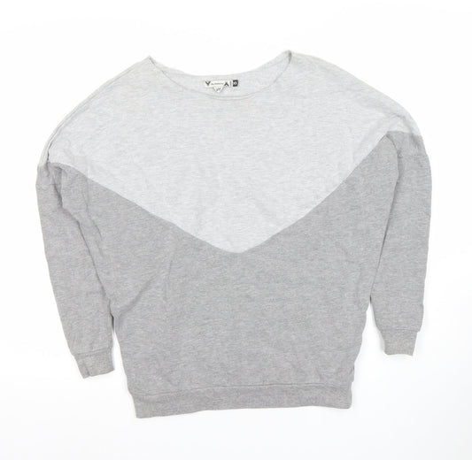 Undiz Women Grey Colourblock Pullover Sweatshirt XS Lightweight Cotton Blend