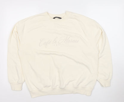Additional front view of Dunnes Women Ivory Café le Marais Cotton Blend Pullover Sweatshirt, size S