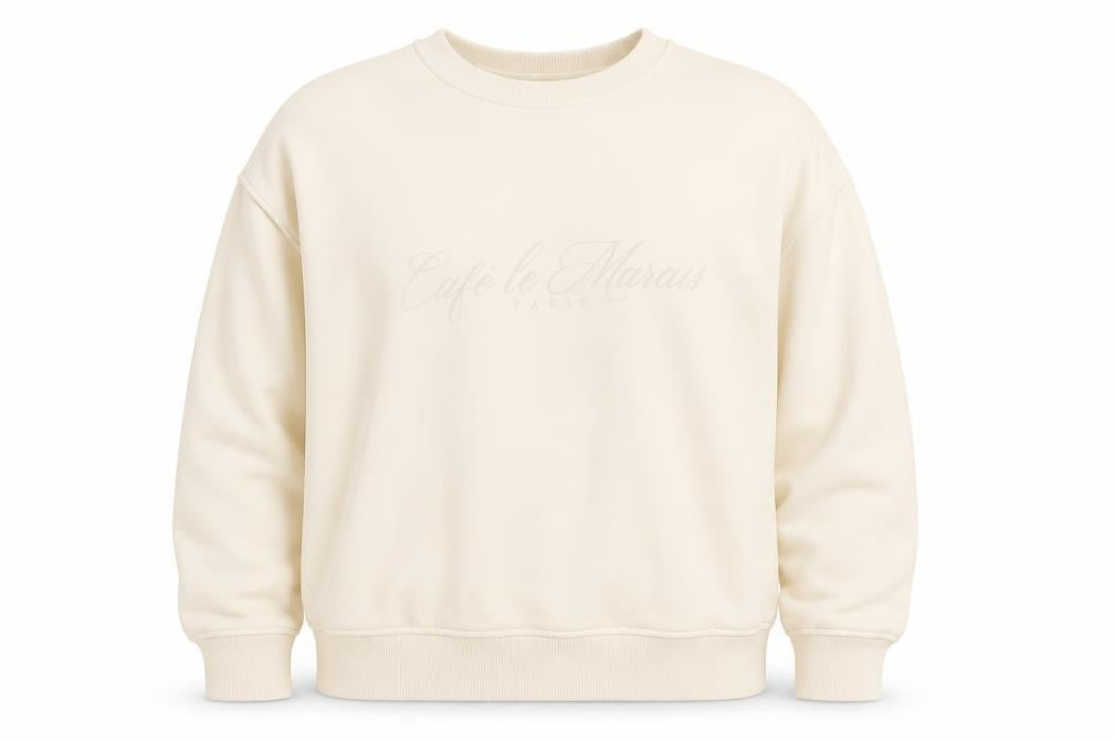 Dunnes Women Ivory Café le Marais Cotton Blend Pullover Sweatshirt Size S