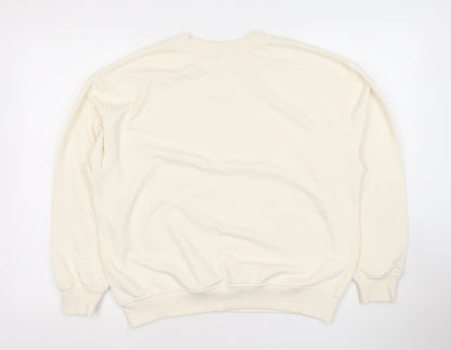 Back view of Dunnes Women Ivory Café le Marais Cotton Blend Pullover Sweatshirt, size S