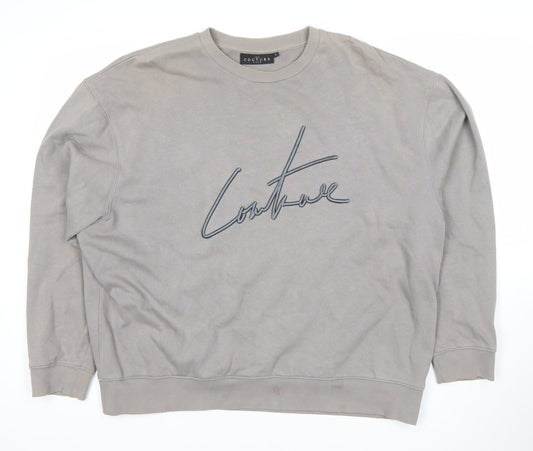 The Couture Club Mens Grey Logo Sweatshirt L Regular Fit