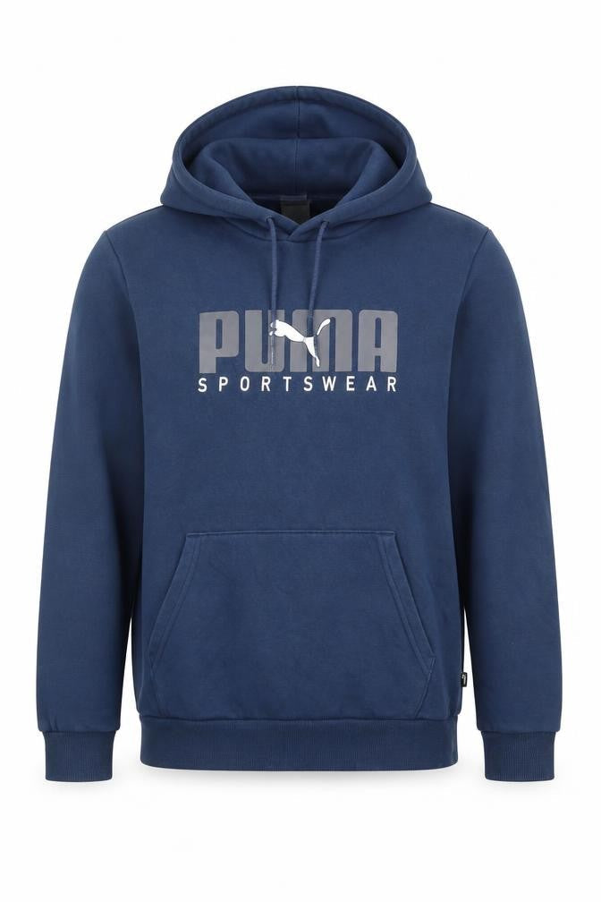 Puma Boys Navy Blue Pullover Hoodie Small Cotton Blend Sportswear
