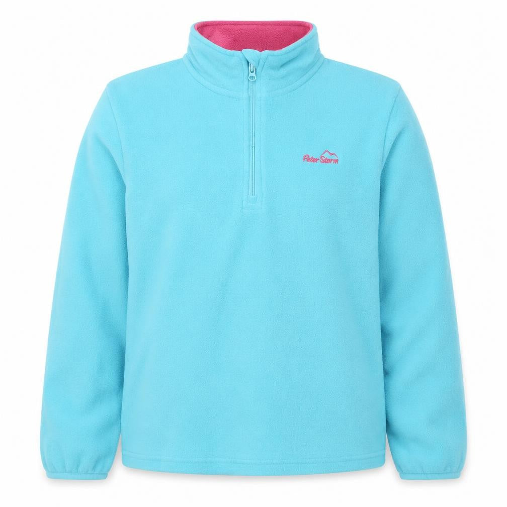 Front view of Peter Storm girls’ blue fleece 1/4 zip pullover sweatshirt, size 13, years