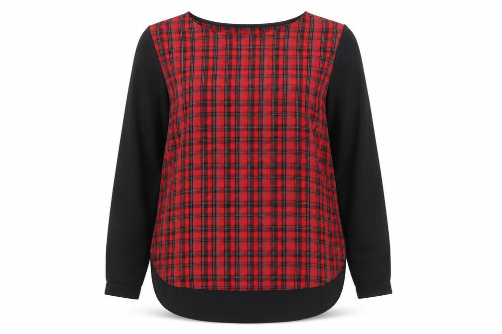 Savida Women’s Red Check Long Sleeve Blouse Size 14