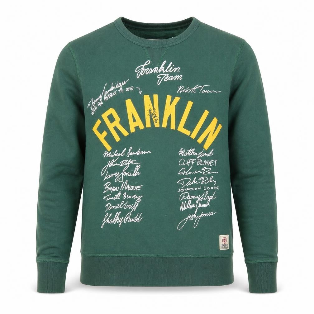 Franklin & Marshall Men's Green XS Crew Neck Graphic Sweatshirt