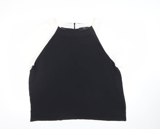 Next Women Black White Colourblock Short Sleeve Top Size 18