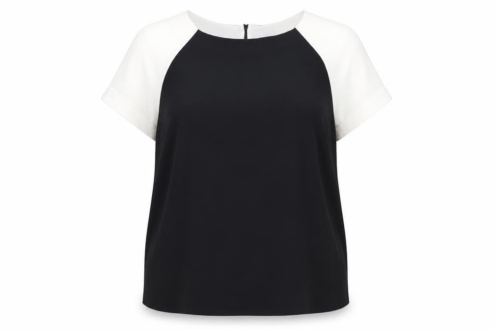 Next Women Black White Colourblock Short Sleeve Top Size 18