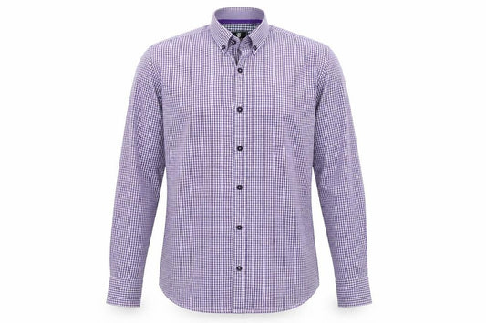 Steel & Jelly Men's Purple Check Button-Down Long Sleeve Cotton Shirt M