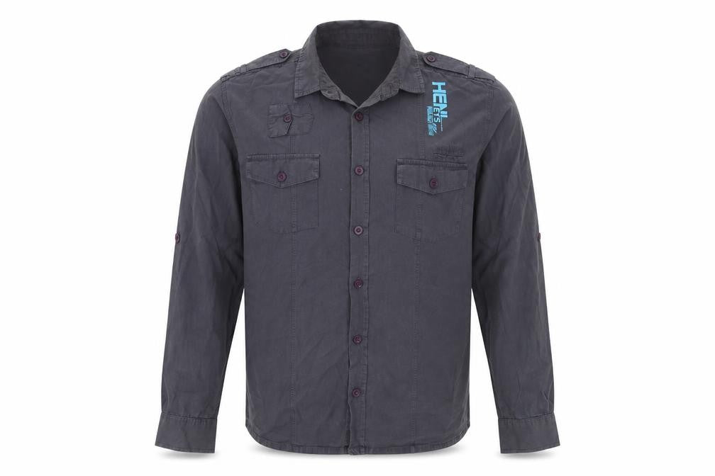 Henleys Project Deluxe Men's Grey Cotton Button-Up Shirt XL