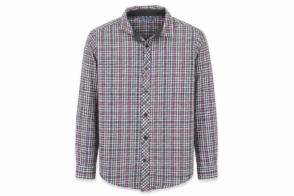Marks & Spencer Boys Lilac Check Long Sleeve Button-Up Shirt Age 13