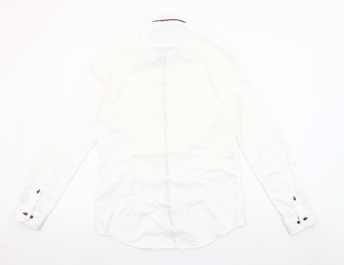 Marnelli Men's White Cotton Long Sleeve Formal Dress Shirt Size S