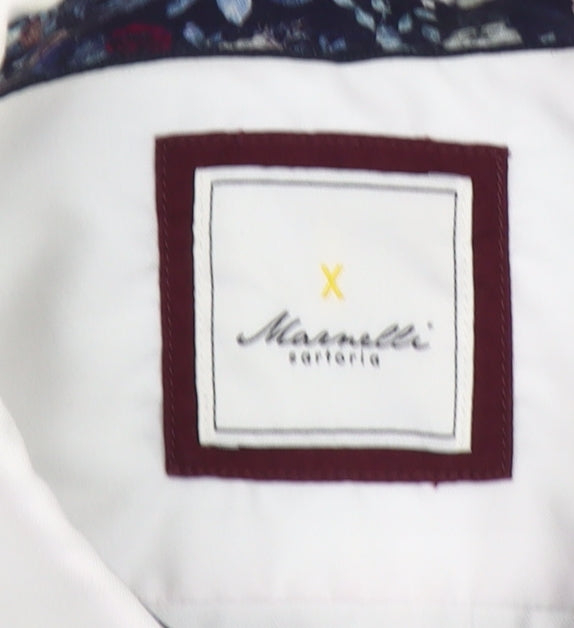 Marnelli Men's White Cotton Long Sleeve Formal Dress Shirt Size S