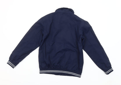 Close-up detail of Race Marine boys’ blue polyester bomber jacket, size 146, full zip