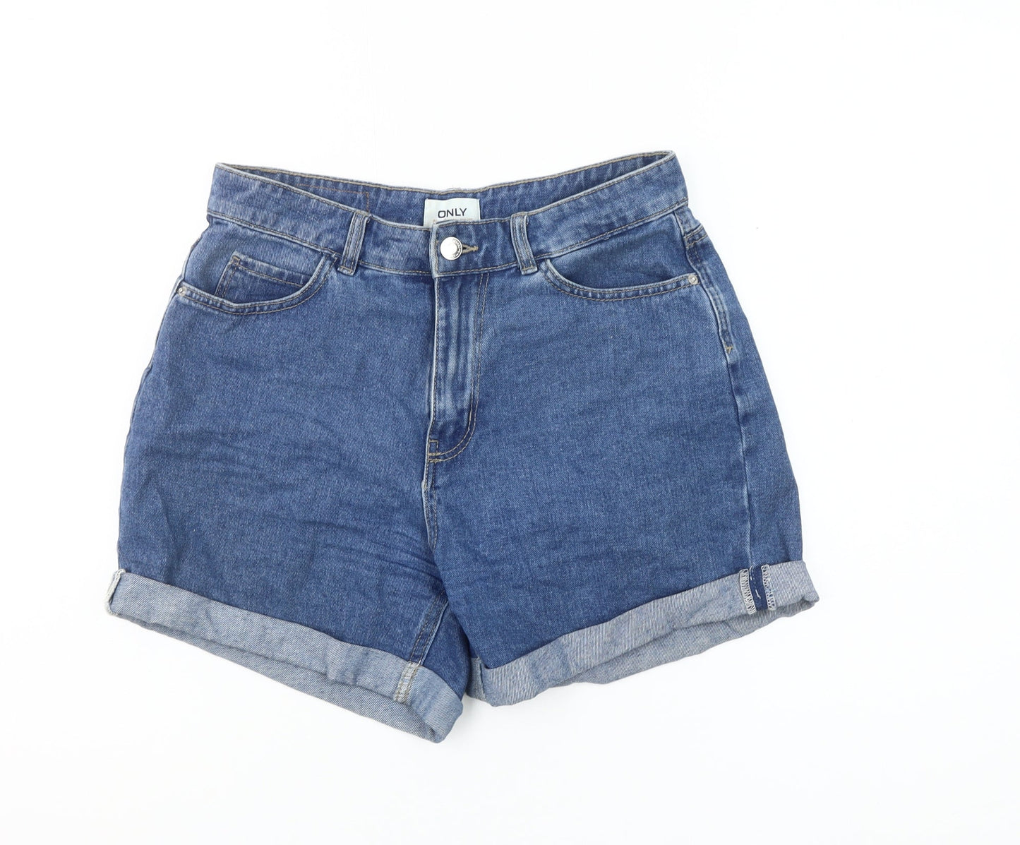 ONLY Women's Blue Denim High-Rise Mom Shorts XS
