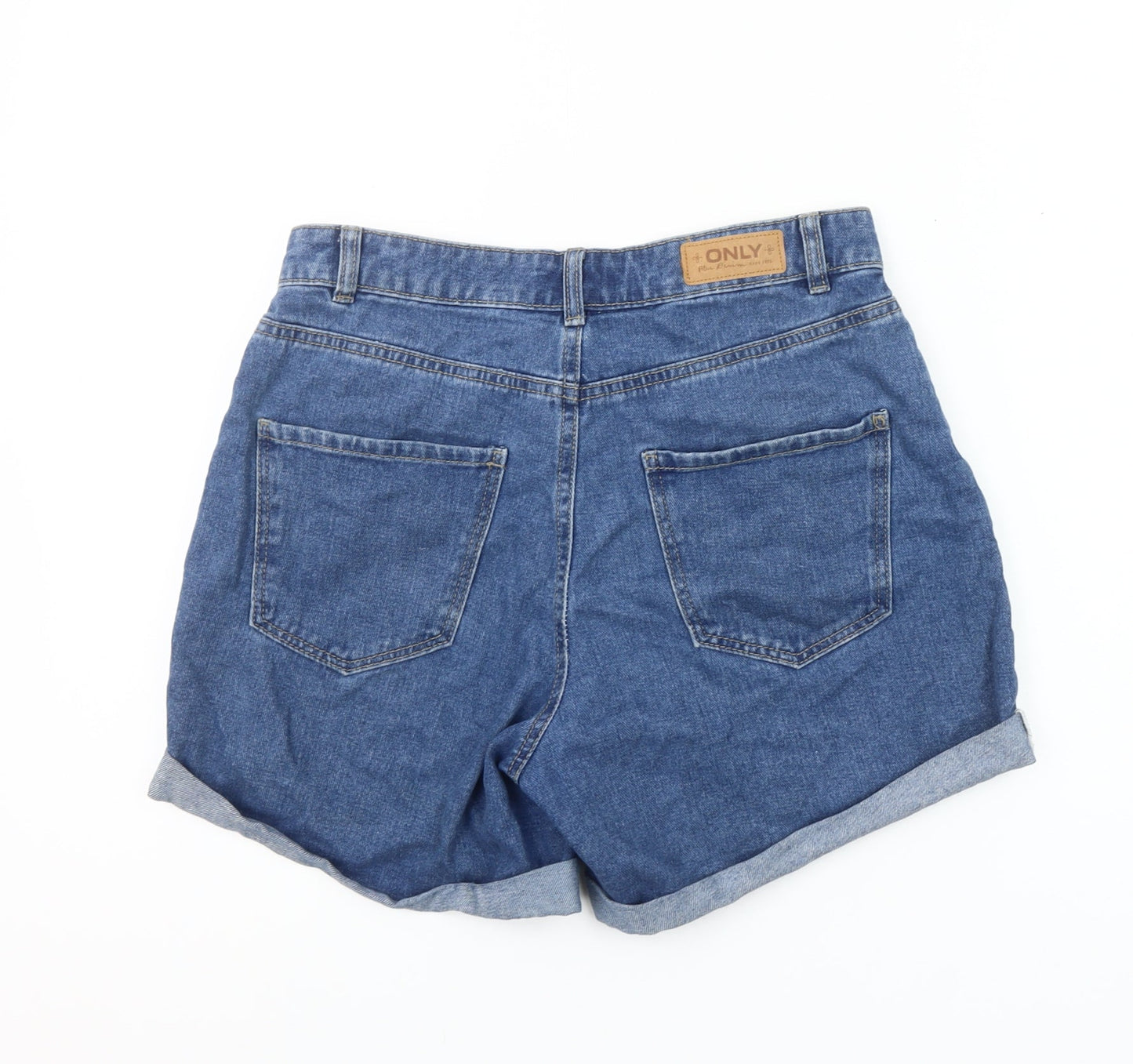 ONLY Women's Blue Denim High-Rise Mom Shorts XS