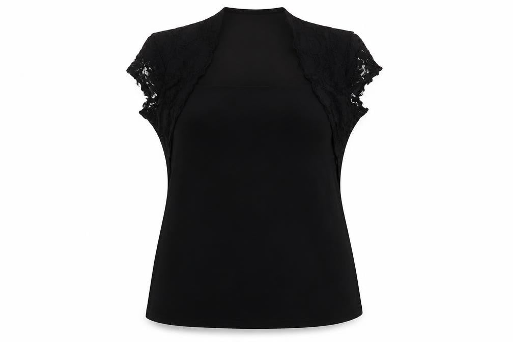 Wallis Womens Black Lace Cap Sleeve Camisole Blouse Size 16