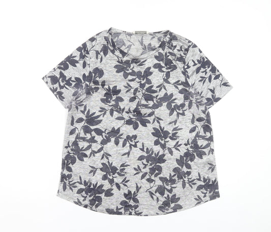 Oasis Women's Grey Floral Short Sleeve Jersey T-Shirt M