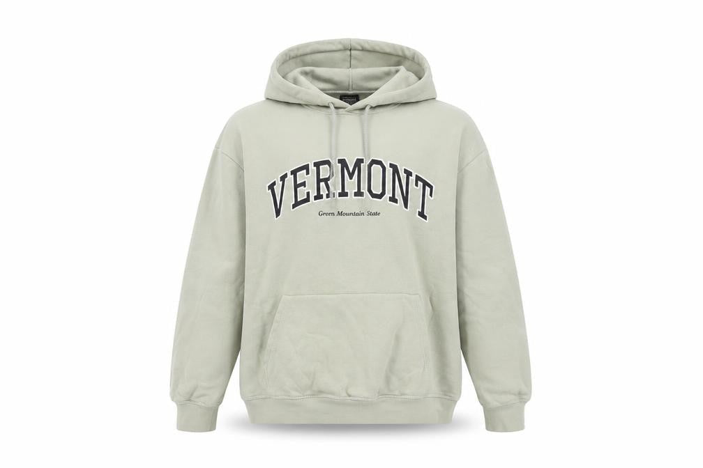 H&M Womens Beige Pullover Hoodie Size S Cotton Blend Vermont Print