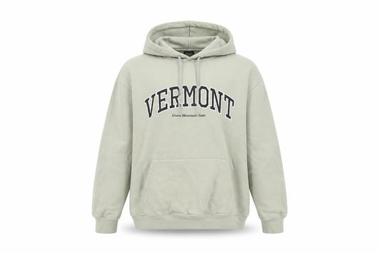 H&M Womens Beige Pullover Hoodie Size S Cotton Blend Vermont Print