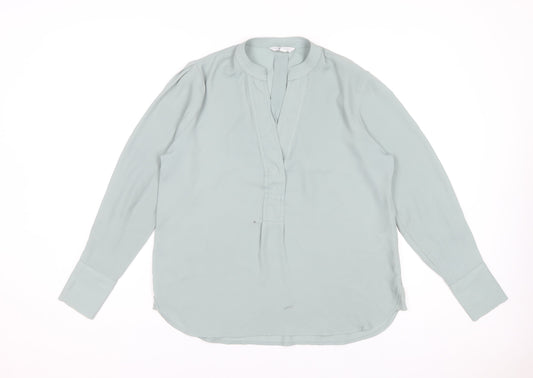 Next Women's Green Polyester Long Sleeve V-Neck Blouse Size 12
