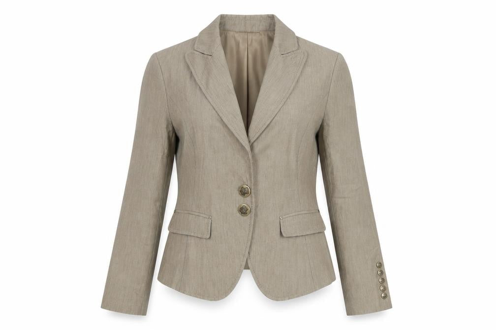 McGregor Womens Beige Linen Cotton Slim Fit Blazer Size 10