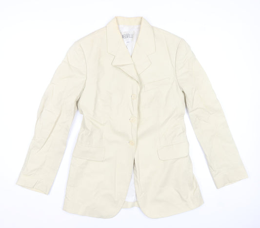 Neuville Women's Beige Cotton Blazer Size 16 Classic Italy Made