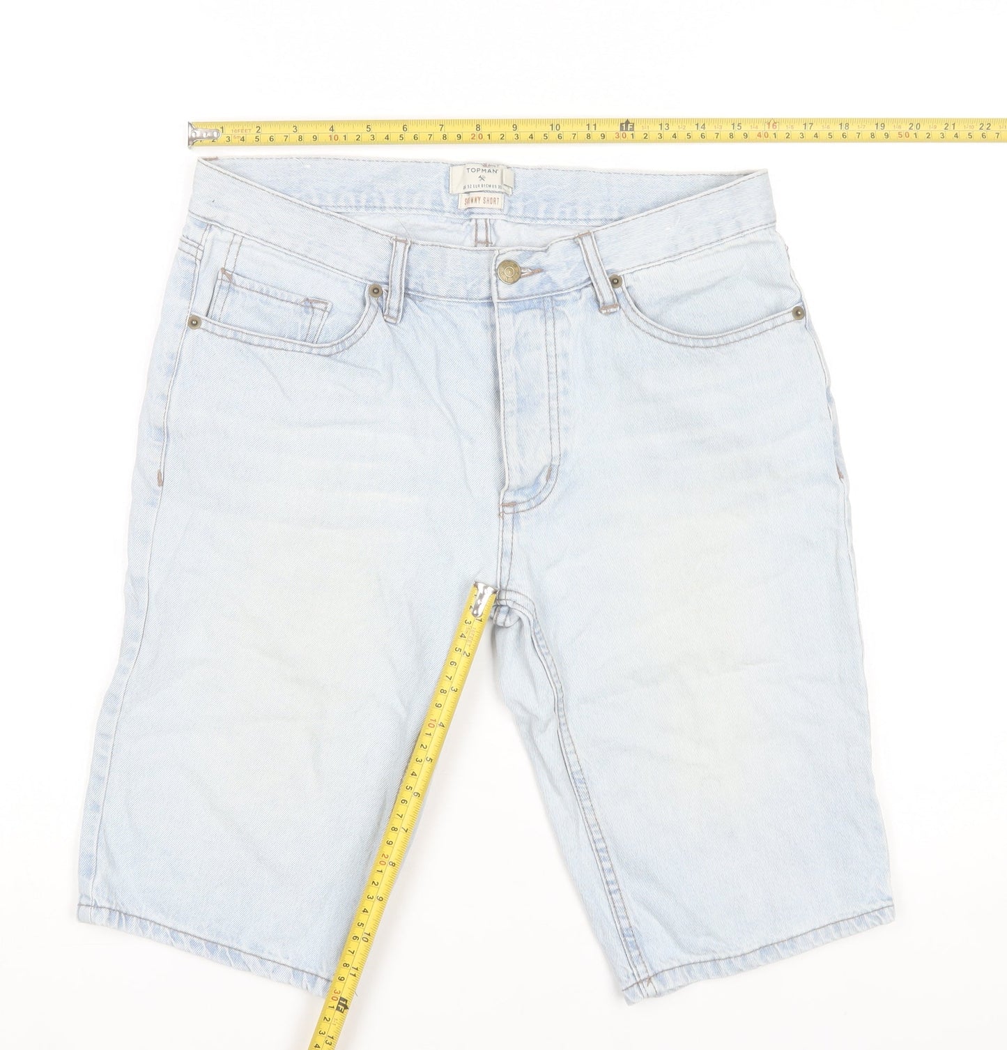 Topman Men’s Blue Denim Chino Shorts Size 32 Regular Fit