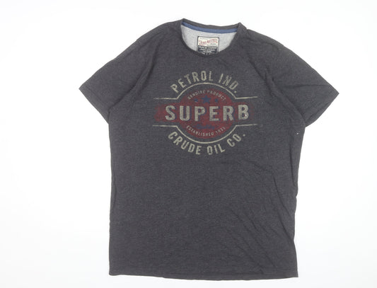Petrol Industries Men's Grey XL Graphic Retro Crew Neck T-Shirt