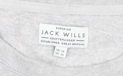 Jack Wills Womens Grey Crew Neck Sweatshirt Size 14 Cotton Blend