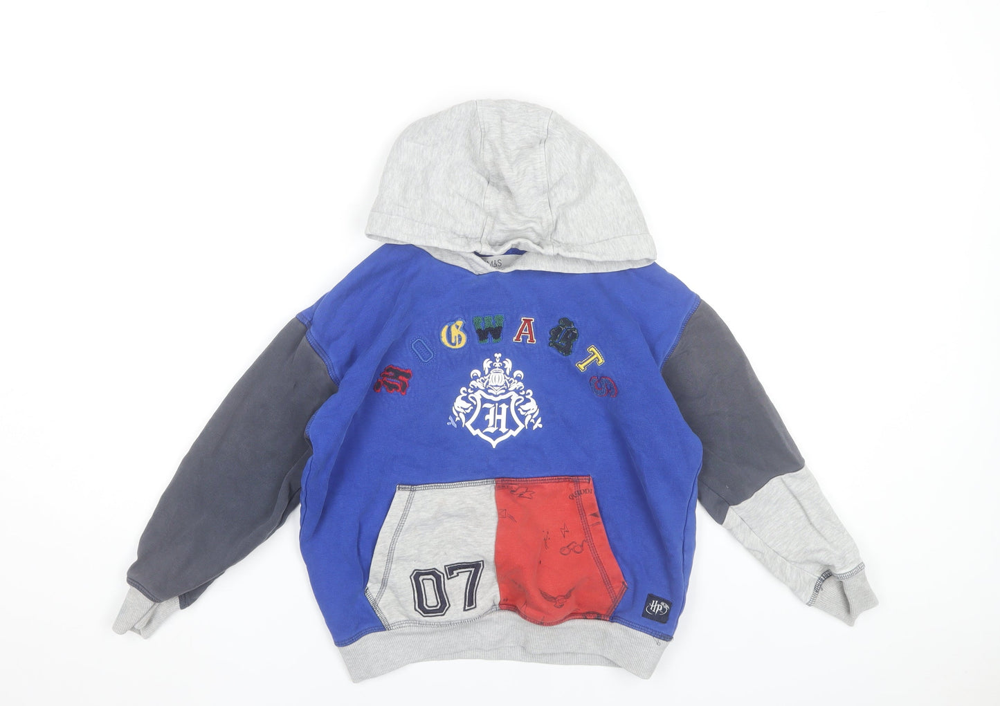 Marks and Spencer Boys Blue Hogwarts Harry Potter Hoodie 8-9 Years Pullover