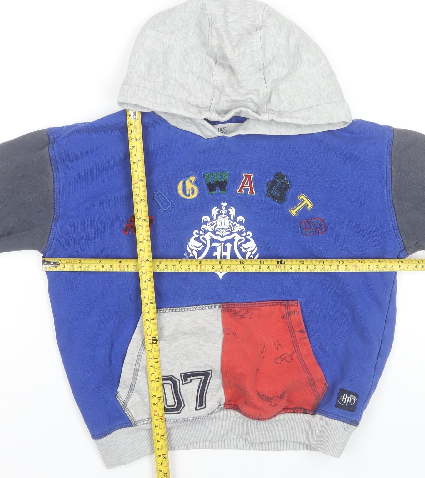 Marks and Spencer Boys Blue Hogwarts Harry Potter Hoodie 8-9 Years Pullover
