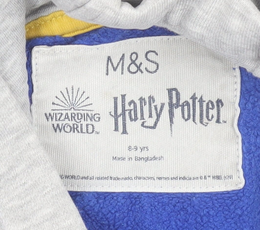 Marks and Spencer Boys Blue Hogwarts Harry Potter Hoodie 8-9 Years Pullover
