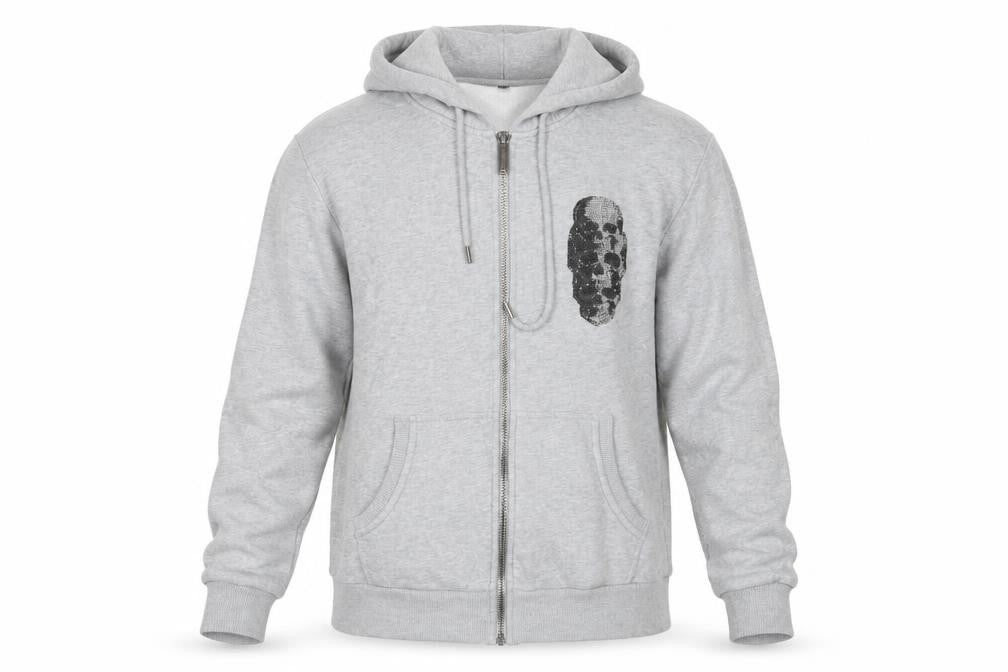 Lord of Rock Paris Men’s Grey Full Zip Skull Hoodie M
