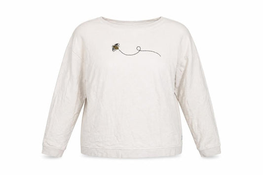 FatFace Women Beige Bee Embroidered Cotton Sweatshirt UK 14
