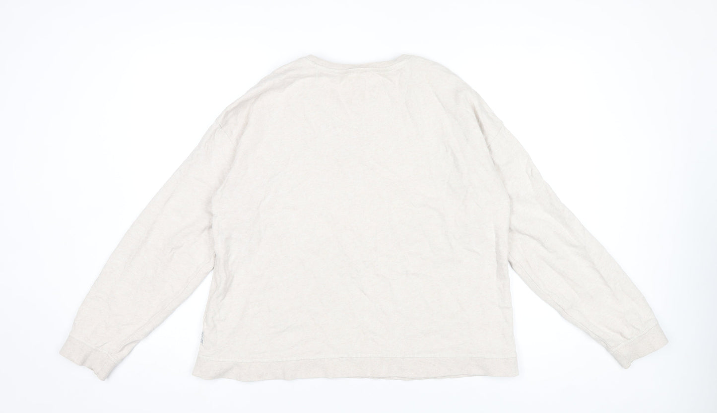 Fat Face Women Beige Bee Embroidered Cotton Sweatshirt UK 14