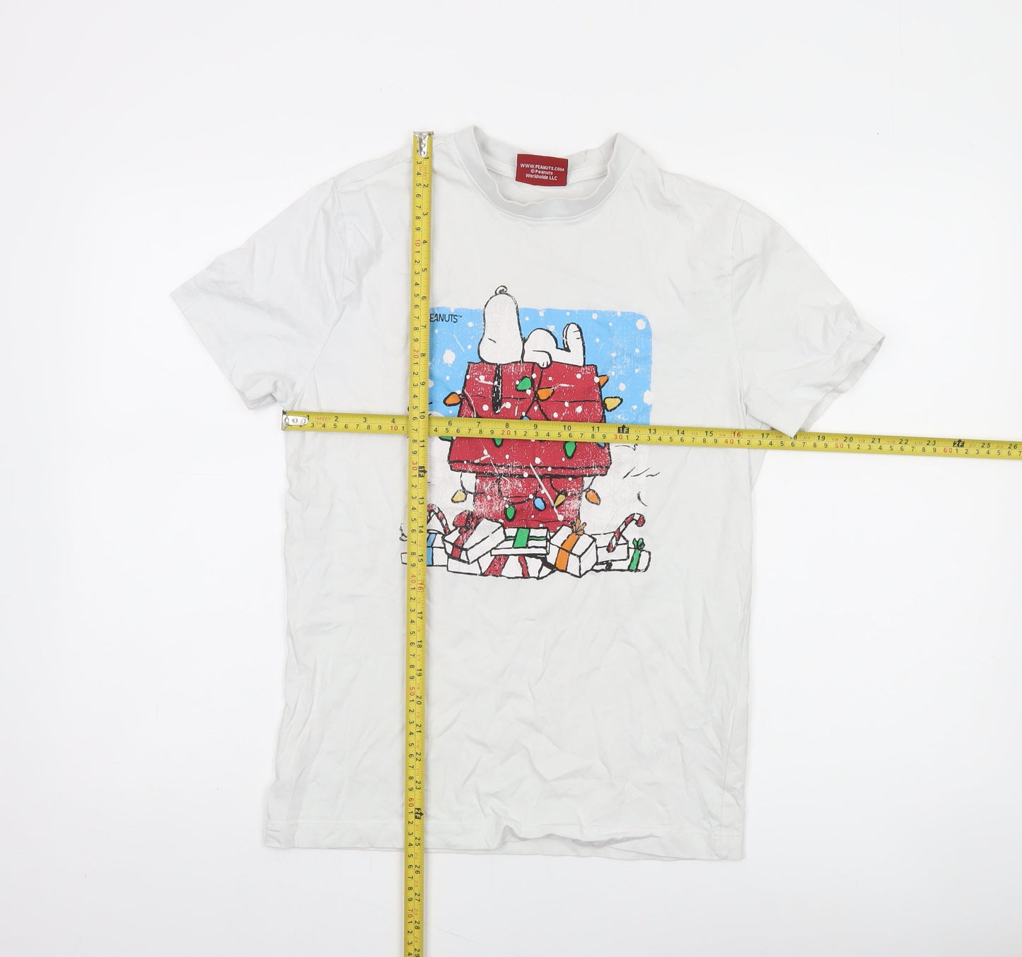 Peanuts Women’s White XS Snoopy Christmas Graphic T-Shirt