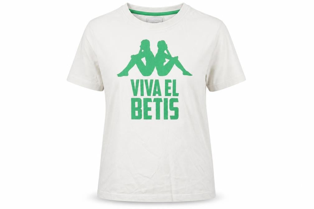 Kappa Women's White Viva El Betis T-Shirt Small Short Sleeve