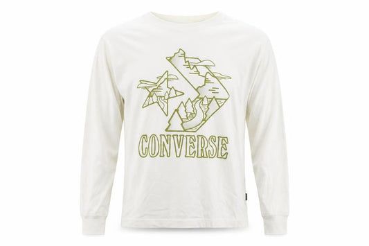 Converse Mens White XS Long Sleeve Graphic Cotton Casual Top