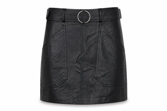 Stradivarius Women's Black Faux Leather Short Skirt Size 8