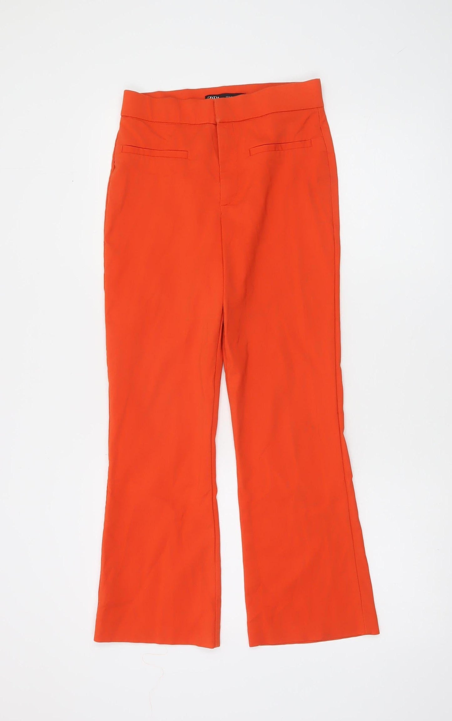 Zara Women’s Orange Cropped Slim Fit Trousers Size S