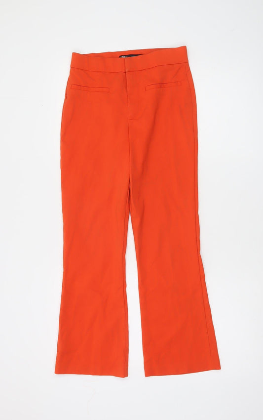 Zara Women’s Orange Cropped Slim Fit Trousers Size S