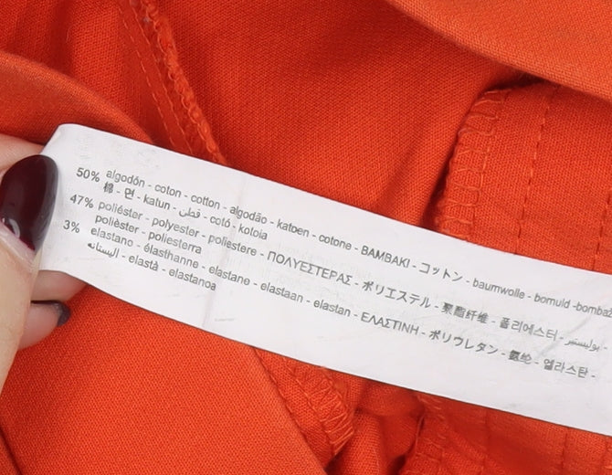 Zara Women’s Orange Cropped Slim Fit Trousers Size S