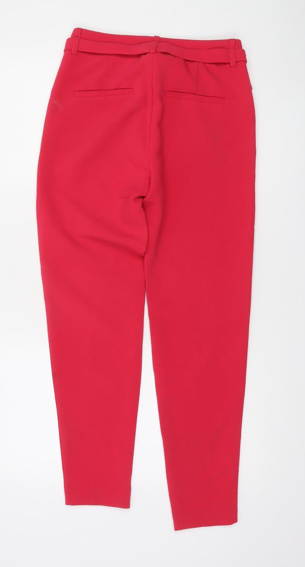 Vila Women Red Belted Tapered Trousers Size 6